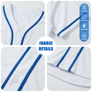 Maillot de baseball personnalisé pour homme, chemise boutonnée à manches courtes, avec passepoil contrastant, uniforme d'équipe, haut de sport vierge - Product Image 6