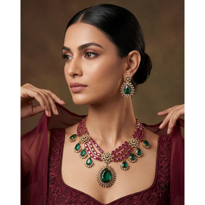 Indian Ethnic Sayali Victorian Premium Gold Plated CZ <b>Bridal</b> <b>Necklace</b> & <b>Earring</b> <b>Set</b> - Product Image 1