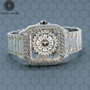 Montre pour homme Charm Jewells en acier inoxydable, boîtier de 40 mm, accents de diamants, analogique, luxe, mode, mouvement mécanique, date automatique, fonction push - Product Image 1