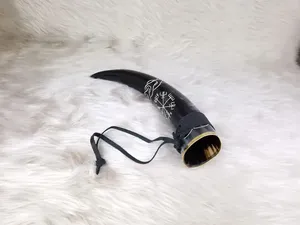High Quality Religious Viking Drinking Horn Polished Buffalo Horn Tankard Cup Handcrafted Eco-Friendly Gifts for Him Hand Carved - Product Image 3