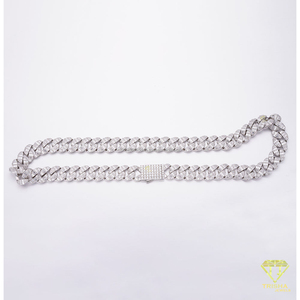 Collar de Plata de Ley 925 de Primera Calidad con Eslabones Cubanos y Diamantes Cultivados en Laboratorio, Estilo de Punta Afilada, Joyería para Compradores Profesionales - Product Image 6
