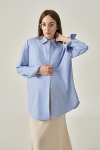 Camisa Holgada Minimalista para Mujer - Manga Larga, Detalle de Botones, Top Casual Sólido y Transpirable - Product Image 4