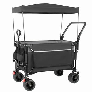 Chariot pliable tout-terrain avec auvent 7FT x 4FT, poignée rotative et freins pour la plage, multifonctionnel - Product Image 2