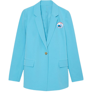 Blazer Largo Azul Cielo para Mujer, Corte Entallado, Frente Abierto, Ropa Formal de Oficina, Estilo Casual de Negocios, Prenda de Moda - Product Image 3