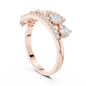 Bague de fiançailles multi-pierres en moissanite taille poire - Bague de mariage en argent sterling plaqué or rose 14 carats avec pavé pour femme - Product Image 2