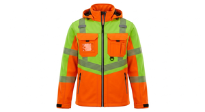 <b>High</b> <b>Visibility</b> Reflective Waterproof Polyester <b>Softshell</b> Hooded Safety <b>Jacket</b> for Construction Site Workwear - Product Image 3