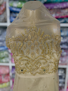 Tela de George indio dorado de alta calidad para ropa de fiesta de noche de mujer nigeriana Pedido a granel para ropa africana - Product Image 2