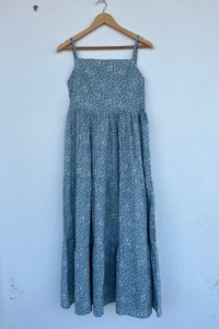 Vestido Maxi de Verano para Mujer, Estampado Floral Azul, Algodón, Estilo Y2K, Tirantes Finos, Diseño en Capas, Ropa de Playa, MOQ Bajo, Ropa de Boutique - Product Image 3