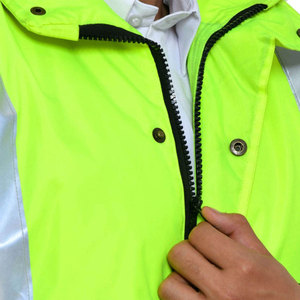 Hi Visibility Men's Reflective CE Certified Breathable Work <b>Jacket</b> Needle Detection Polyester Safety Coat <b>Silver</b> Stripes Black - Product Image 4