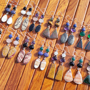 Pendientes Colgantes Bohemios de Piedras Preciosas Naturales Surtidas al por Mayor, Hechos a Mano, Chapados en Plata, de Latón con Múltiples Piedras, Regalo para Mujer - Product Image 3