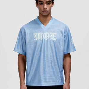 Camiseta de Fútbol Americano para Hombre, Cuello en V, Malla Azul Cielo, Ligera, Transpirable, Personalizable, Fabricante para Pedidos al por Mayor - Product Image 3