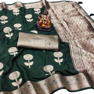 Banarasi ผ้าส่าหรีแบบนิ่มผ้าส่าหรีแบบผ้าทอสำหรับงานแต่งงานงานเปิดตัวใหม่ - Product Image 1