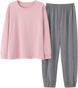 Conjunto de Pijamas de Algodón Suave para Mujer con Logotipo Personalizado, Manga Larga, Transpirable, Ropa de Dormir Informal para Mujer - Product Image 4