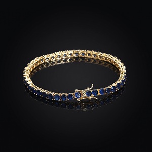 Bracelet tennis fantaisie bleu clair en diamant naturel taille brillant rond, unisexe, en or massif 14 carats, bijoux de luxe pour mariée - Product Image 3