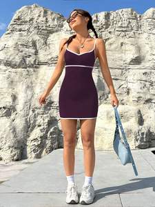 Robe moulante pour femme 100% polyester/spandex, décontractée, été-automne, ODM, robe simple - Product Image 2