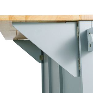 Carrello da Cucina Pieghevole con 5 Ruote, Piano in Legno di Gomma, Ante e Ripiani Interni, Isola da Cucina - Product Image 4