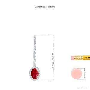 14KT Solid Gold Natural Ruby Diamond Drop Hoop <b>Earrings</b> | Oval Ruby Halo <b>Fine</b> Jewelry | Luxury Bridal <b>Earrings</b> Gift for Fiance - Product Image 2