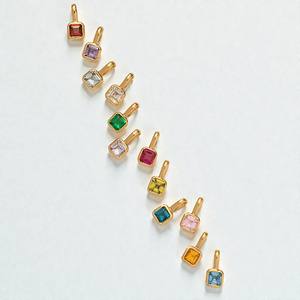 6mm Square Ruby Quartz Gemstone Collet Charm Pendant | 14K Gold Plated 925 <b>Silver</b> <b>Birthstone</b> Charms for Jewelry Making Wholesale - Product Image 5