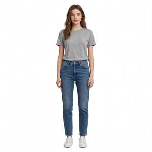 T-shirt pour femme, couleur unie, col rond, 100% coton, coupe classique, manches courtes, t-shirts décontractés de BD - Product Image 5