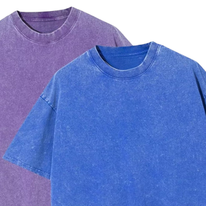 Custom Heavyweight 260gsm Knitted Sporty <b>Blue</b> Vintage Oversized Drop Shoulder Cotton T-Shirt - Product Image 2