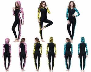 Combinaison de plongée pour femme en nylon/Lycra 3 mm anti-bactérienne avec fermeture éclair dorsale imprimée pour le surf – En stock - Product Image 2