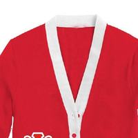Cardigan rouge à col en V pour homme avec broderie IU et rayures blanches, pull tricoté à manches longues, vêtement d'automne