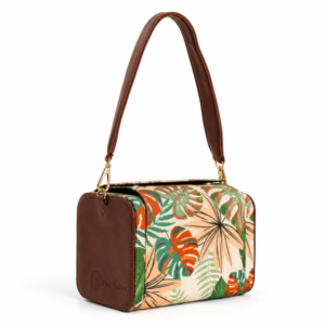 Bolso de Hombro con Estampado Botánico Rojo de Moda, con Correa Marrón Desmontable, Cierre Abierto y Solapa, para Mujer - Product Image 4