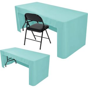 Copritavolo Aqua da 6 piedi, Confezione da 2, in Tessuto Lavabile Antipiega, Copertura per Tavoli Pieghevoli per Fiere ed Eventi - Product Image 2