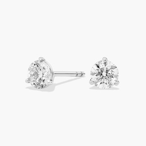 Boucles d'oreilles clous en diamant rond brillant à trois griffes, 0,75 ct, diamant de laboratoire en or jaune 14 carats, pour bijoux de mariage et d'anniversaire - Product Image 1