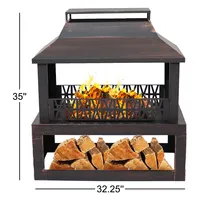 Chauffe-terrasse de table en acier inoxydable de luxe, fait main, à gaz et bois, 10000-14999 BTU, pour intérieur/extérieur, vente en gros
