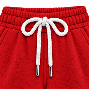 Shorts en coton rouge uni pour femme, taille haute, cordon élastique, décontracté, tricoté, coupe régulière, respirant - Product Image 5