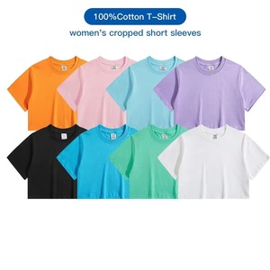 เสื้อยืดครอปแขนสั้นผู้ชาย ผ้าคอตตอนเจอร์ซีย์ 100% คอกลม สีพื้นเรียบ ผ้าถัก ทรงปกติ - Product Image 3