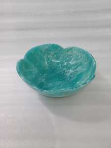 Turquoise Resin <b>Bowl</b> with White Swirl Pattern <b>Heart</b> Flower <b>Shape</b> Waterproof Home Decor salad <b>bowl</b> - Product Image 3