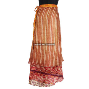Designer Double Layer Reversible <b>Sarong</b> Sari Magic <b>Wrap</b> Skirt Skirts Vintage Silk Magic 38" <b>Sarong</b> Pareo <b>Wrap</b> Skirt Tube Cover - Product Image 1