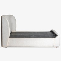 Lit de rangement moderne en tissu capitonné, taille King, avec tête et pied de lit matelassés, design minimaliste