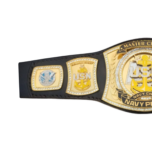Cinturón de Campeonato Master Chief Navy Pride de Cuero Negro con Diseño de Ancla USN Dorada e Insignia de Master Chief - Product Image 4