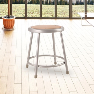 National Public Seating 6200 Series Heavy Duty PU <b>Leather</b> bar <b>Stool</b> Gray Enamel Finish Hardboard Seat Inset Contemporary Modern - Product Image 2