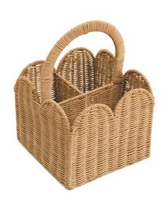Natural Wicker Rattan Storage <b>Caddy</b> With Compartments For Office Desk Bathroom <b>Kitchen</b> And Restaurant Use - Product Image 1