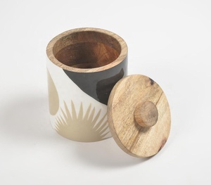 Bocal en bois émaillé fait main avec couvercle Fabricant de bocaux en bois de manguier Grossiste vente directe d'usine - Product Image 2