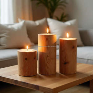 Pot à bougie élégant en bois d'acacia fait à la main imprimé par gravure Pièce maîtresse de table à manger romantique de style INS carré unique Premium - Product Image 4