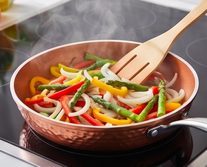 Copper Frying Pan With Glass Lid Stainless Steel Handle Non-Stick Interior Modern Design For Gas And Induction Cooker - Product Image 6