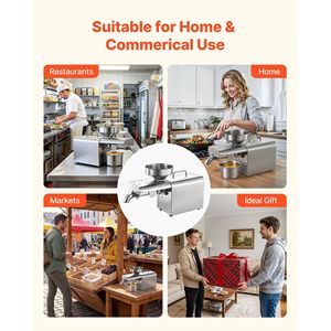 Presse à huile 750W, capacité de 8,27 LBS/H, extracteur d'huile électrique automatique pour usage domestique et commercial, 122F - Product Image 6