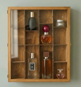 Wooden Wall Mounted Bathroom <b>Cabinet</b> with Glass Door 10 Shelf Storage <b>Rustic</b> Design Brass Handle - Product Image 6