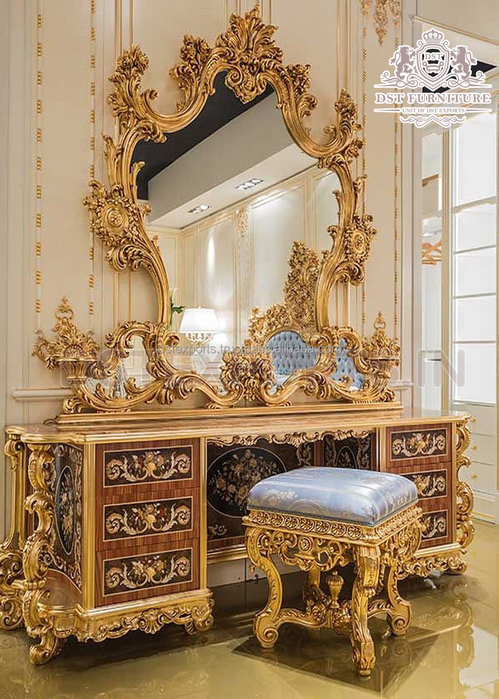 modern royal dressing table Buy Wooden Twist European Mid Century Royal Design Vanity Makeup Table with  Dressing Mirror Bedroom Furniture Dresser Home Furniture Online at  woodentwist  WoodenTwist