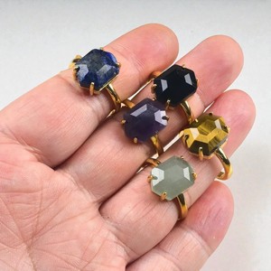 925 Silver Natural Hexagon Aventurine Gemstone <b>Ring</b> — 10x14mm Geometric Gemstone <b>Ring</b> - Modern Statement <b>Ring</b> - Product Image 2