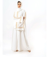 Elegante Abaya Musulmana para Mujer, Manga Larga, Cuello Midi, Bordada, Transpirable, Anti-Pilling, Elástica en Cuatro Direcciones, Ligera, Personalizable