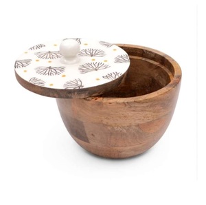 Tazón de Madera con Tapa y Diseño Esmaltado Personalizado de Proveedor Indio, Tazón de Madera para Servir a un Precio Accesible - Product Image 1