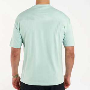 Camiseta de Cuello Redondo Verde Menta para Hombre, 100% Algodón, Manga Corta, Informal, Básica, Personalizada, de Secado Rápido, 220g - Product Image 4