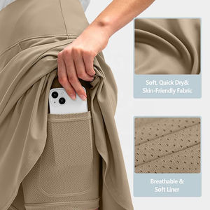 Jupes-shorts de sport taille haute pour femmes grandes tailles, avec poches, douces, respirantes et écologiques, idéales pour la course et le tennis - Product Image 4