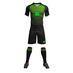 Custom Sublimated Soccer Jersey Set Men's Black Red Gradient Short Sleeve Moisture Wicking Football Uniform Adult Team Wear - Product Image 3
